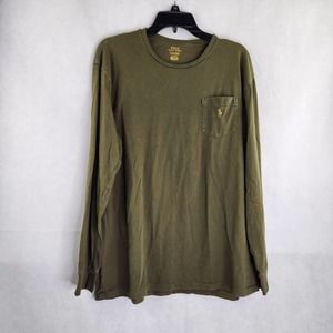 Polo Ralph Lauren Green Pocket T-shirt Men Adult Large Long Sleeve Pony Logo